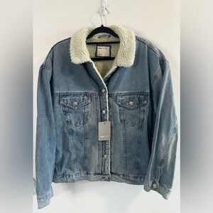 ASOS Borg Denim Borg Trucker Jacket w Sherpa Lining - UK 18 / US 14 - NWT